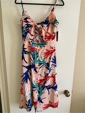 BOLD elements Peach Midi Dress with Multicolor Floral Print
